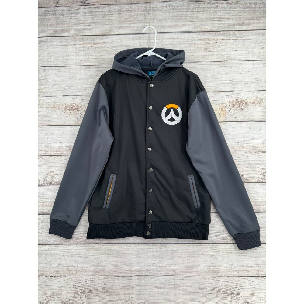 Blizzard Entertainment OverWatch Embroidered Hooded Jacket Mens L Black Gray